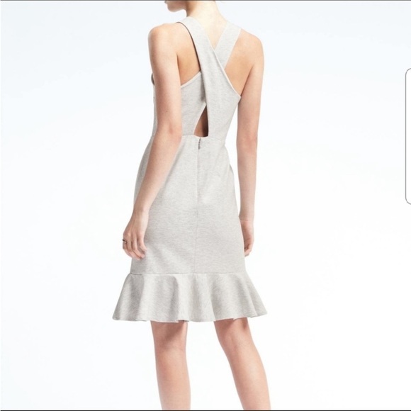 NWT Banana Republic Dress Black Criss Cross Cut OUt Ruffle Flare Hem Sleeveless - Picture 2 of 12